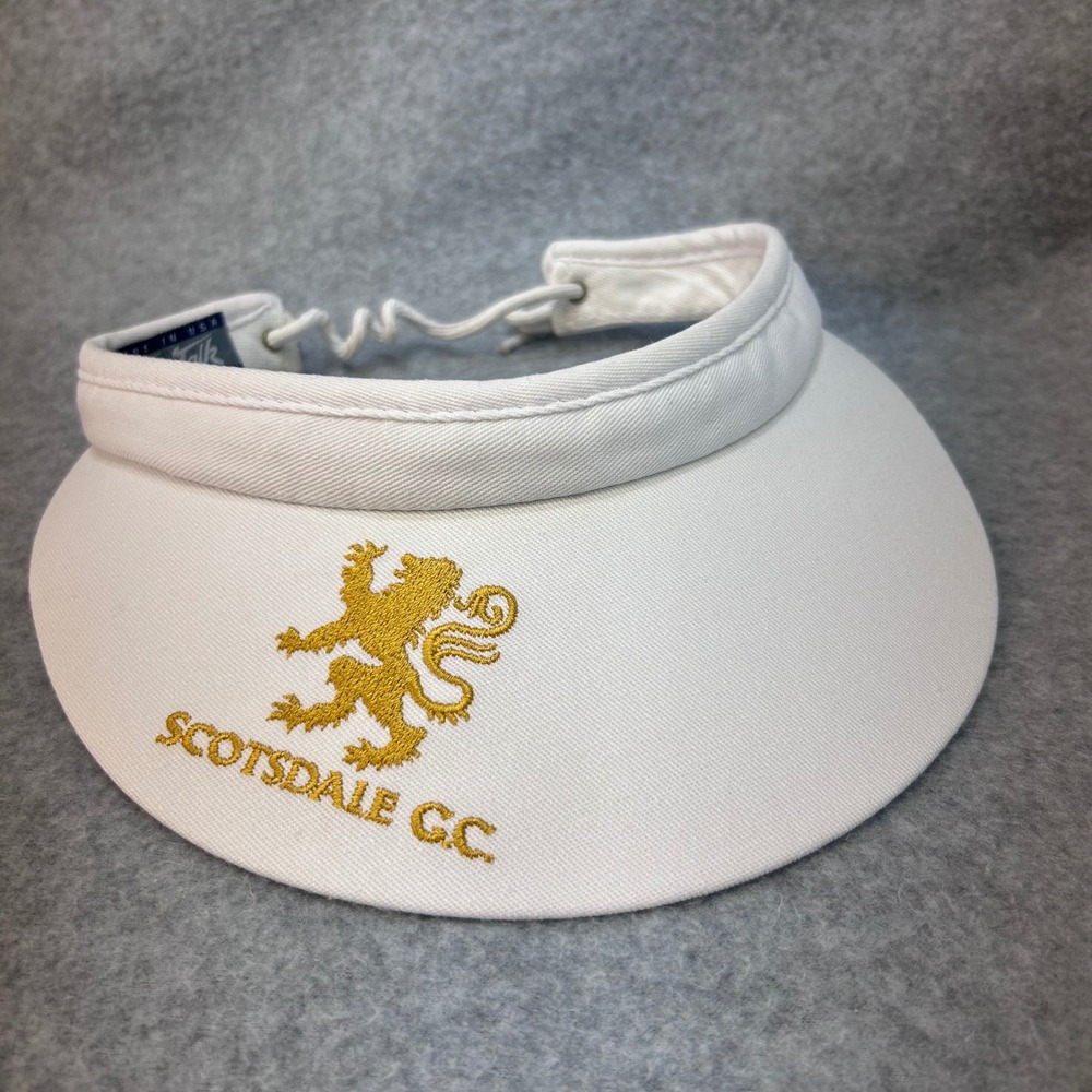 Scotsdale G.C. Lion Crest Unisex White Town Talk Golf Visor Vintage USA OSFA